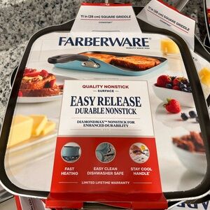 Farberware 11” Square Griddle Pan - Nonstick Easy Release Surface in Teal